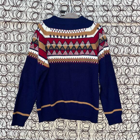 JCPenney dark primary color fair isle triangle geometric argyle pattern sweater - Picture 1 of 5